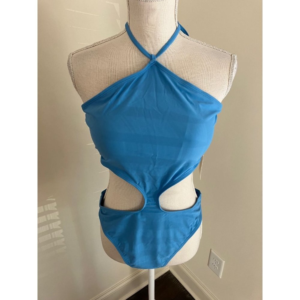 Fabletics Light Blue One-Piece Swimsuit Size Large NWT
